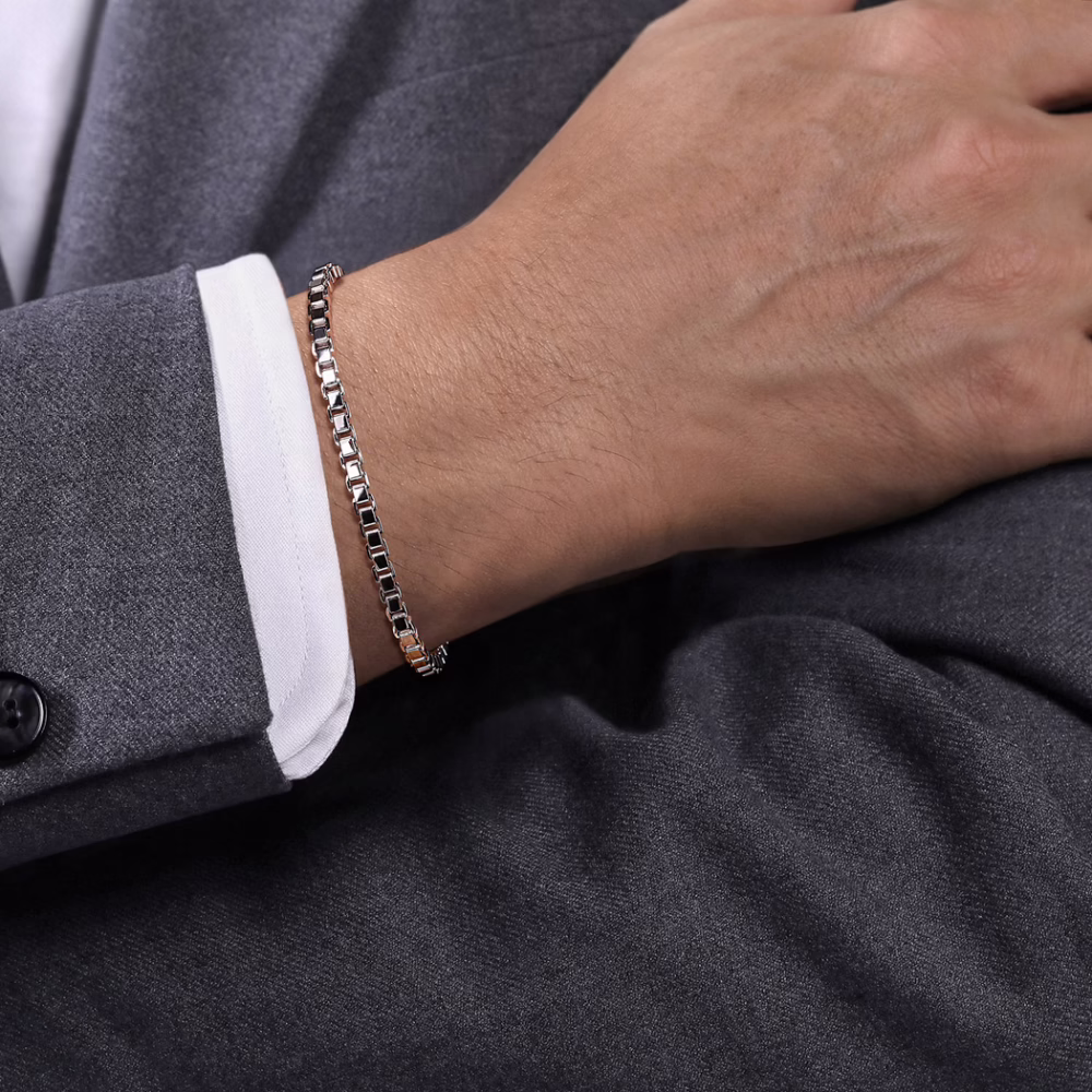 Men’s Sterling Silver 5mm Solid Box Chain Bracelet 8″ Bracelets 8