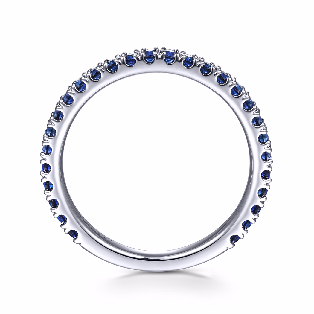 14K White Gold Stackable Ring with .57ctw Sapphires Size 6.5 Fine Jewelry 3