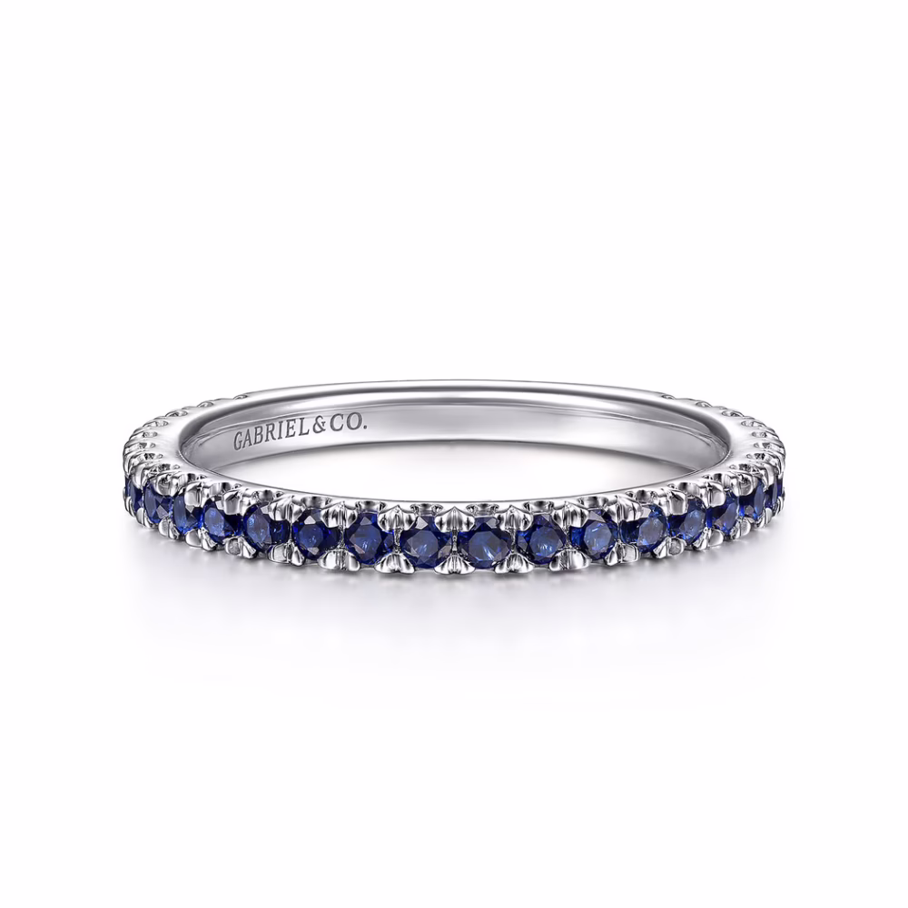 14K White Gold September Birthstone Ring with .57ctw Sapphires Size 6.5 Fine Jewelry 11