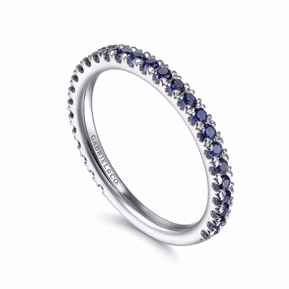 14K White Gold September Birthstone Ring with .57ctw Sapphires Size 6.5 Fine Jewelry 14