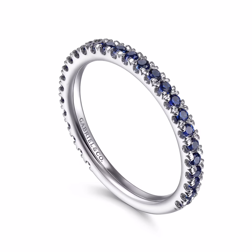 14K White Gold September Birthstone Ring with .57ctw Sapphires Size 6.5 Fine Jewelry 9
