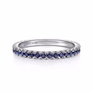14K White Gold Stackable Ring with .57ctw Sapphires Size 6.5