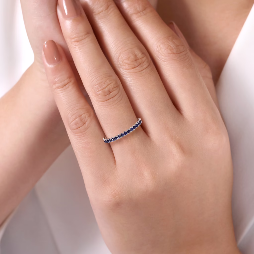 14K White Gold September Birthstone Ring with .57ctw Sapphires Size 6.5 Fine Jewelry 7
