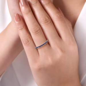 14K White Gold Stackable Ring with .57ctw Sapphires Size 6.5