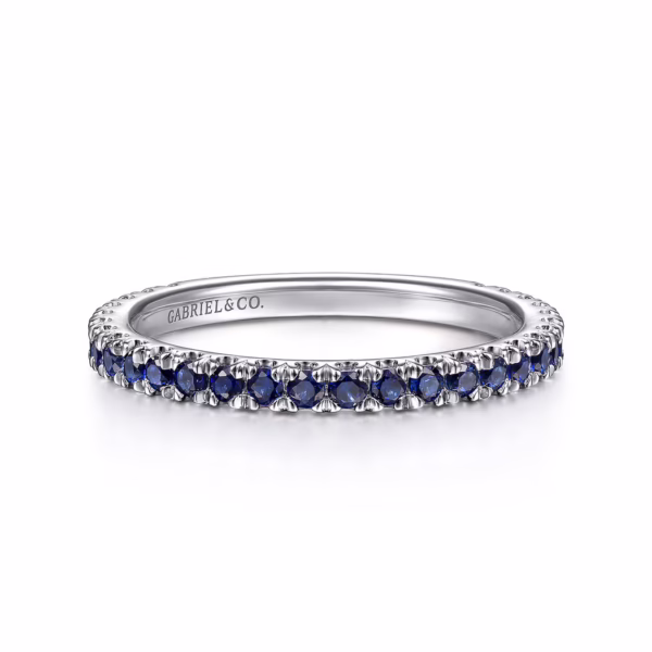 14K White Gold Stackable Ring with .57ctw Sapphires Size 6.5 Fine Jewelry 11