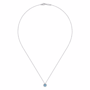14K White Gold December Birthstone Pendant with .51ct Blue Topaz & .06ctw Diamond Halo 18″ Fine Jewelry 7