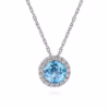 14K White Gold December Birthstone Pendant with .51ct Blue Topaz & .06ctw Diamond Halo 18″ Fine Jewelry 11
