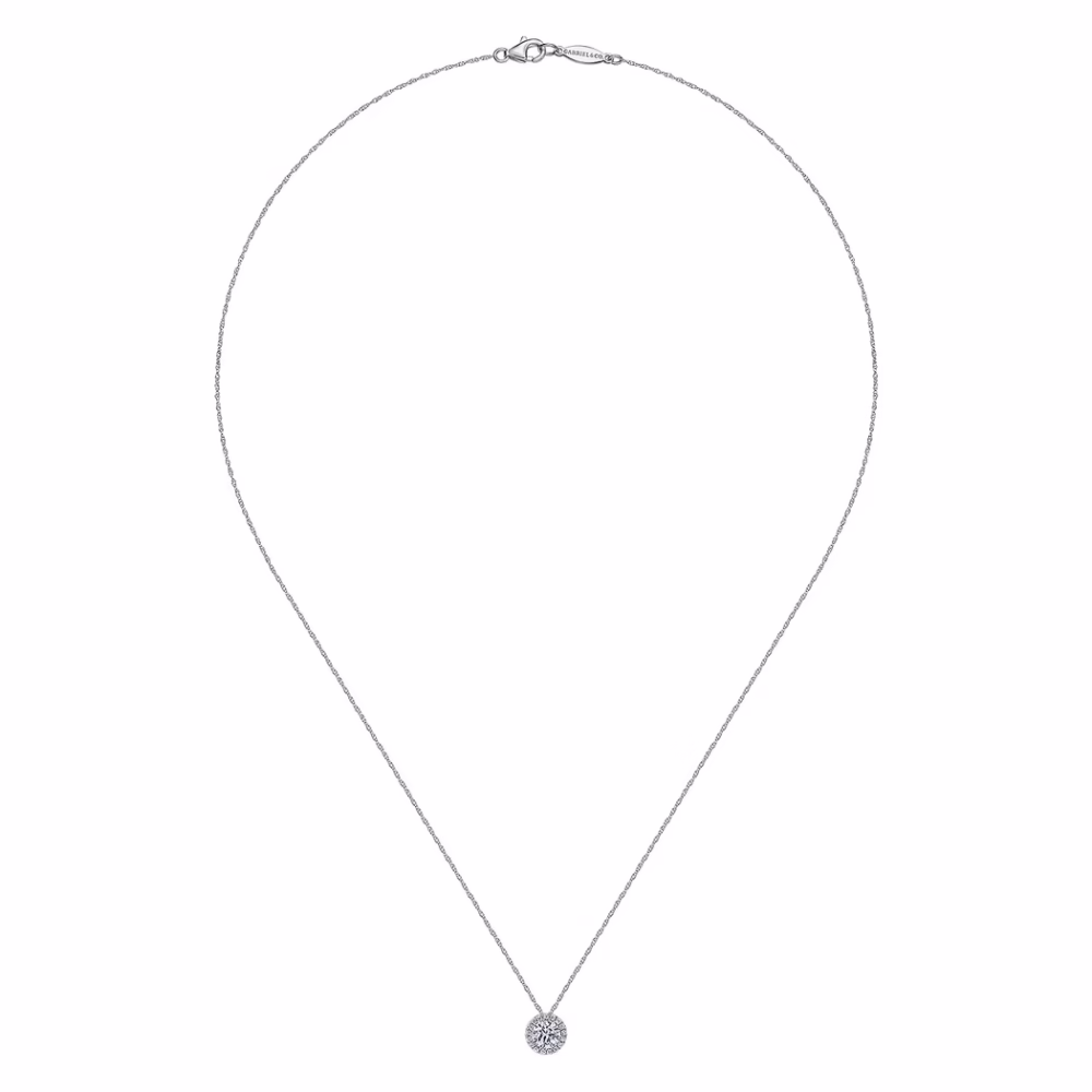 14K White Gold Halo Pendant with .53ctw Diamonds 18″ Fine Jewelry 3