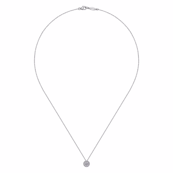 14K White Gold Halo Pendant with .53ctw Diamonds 18″ Fine Jewelry 9