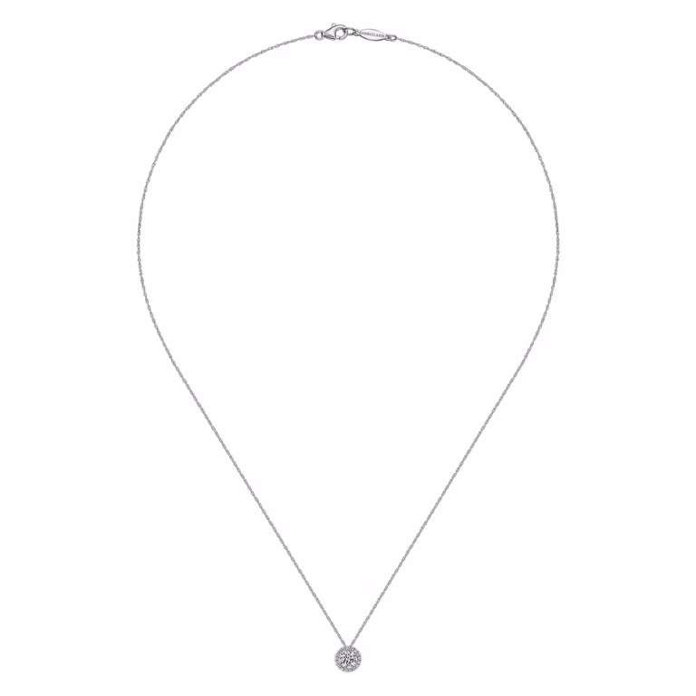 14K White Gold Halo Pendant with .53ctw Diamonds 18″ Fine Jewelry 6