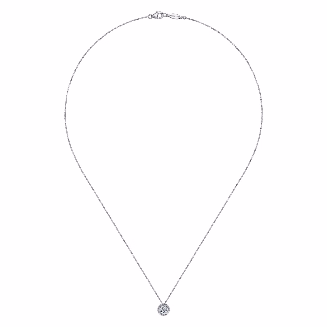 14K White Gold Halo Pendant with .53ctw Diamonds 18″ Fine Jewelry 3
