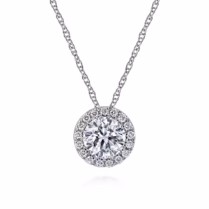 14K White Gold Halo Pendant with .53ctw Diamonds 18″ Fine Jewelry 4