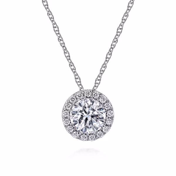 14K White Gold Halo Pendant with .53ctw Diamonds 18″ Fine Jewelry 7