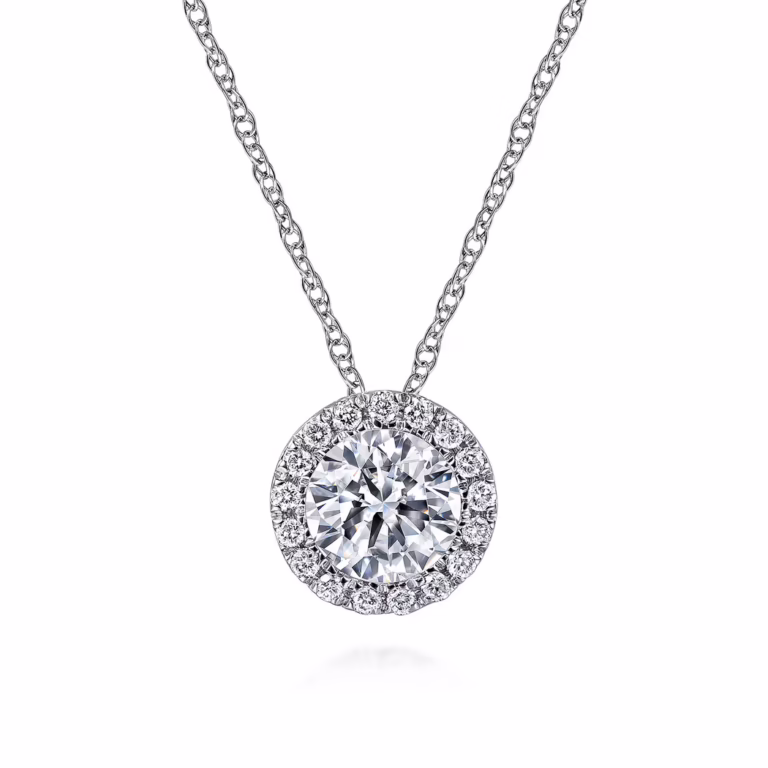 14K White Gold Halo Pendant with .53ctw Diamonds 18″ Fine Jewelry 4