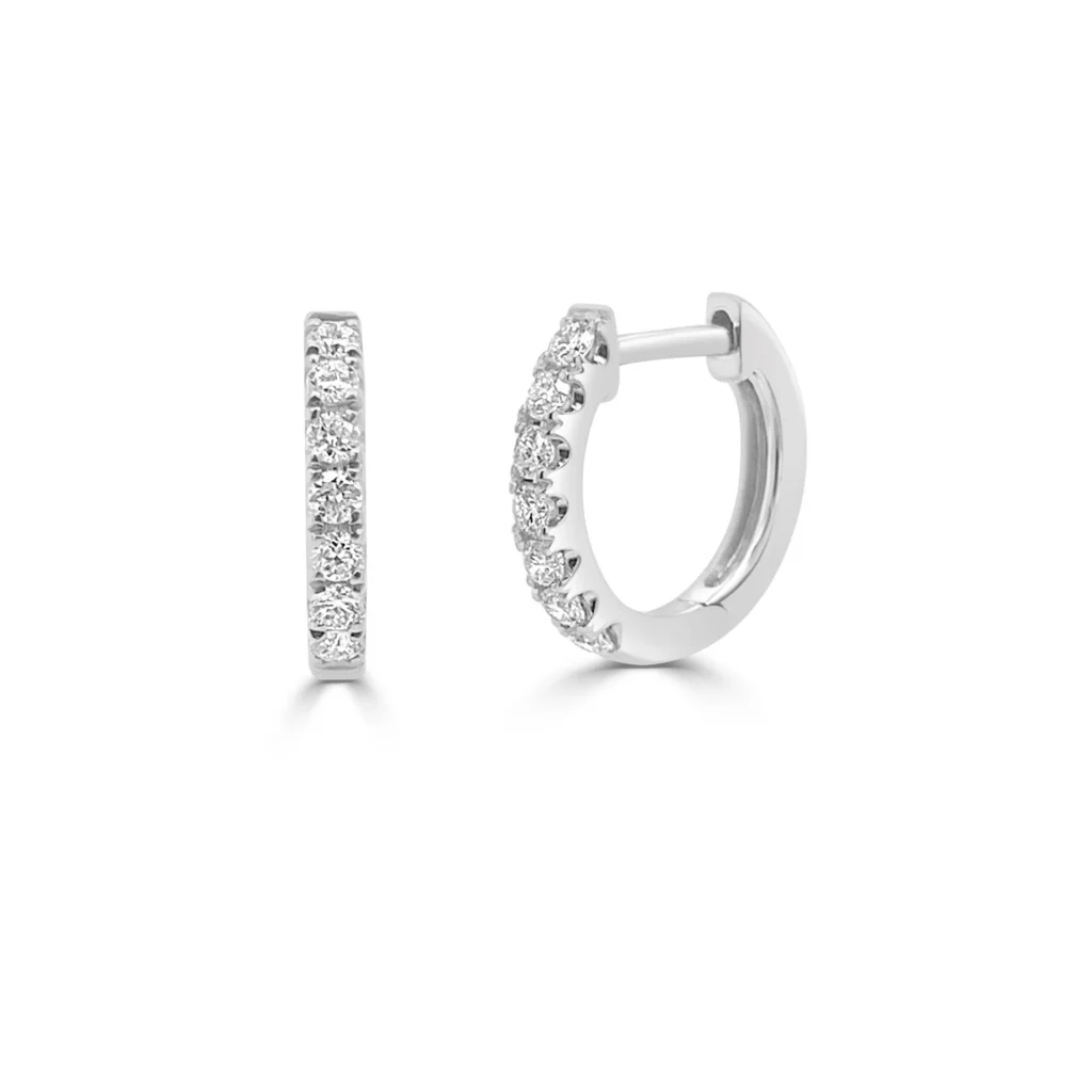 14K White Gold Huggies with .21ctw Diamonds 11mm Earrings 3