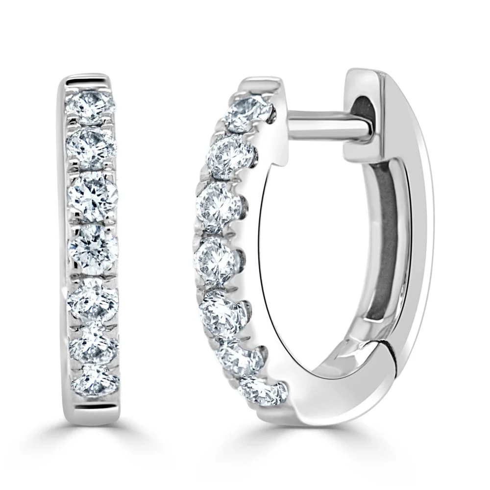 14K White Gold Huggies with .21ctw Diamonds 11mm Earrings 6