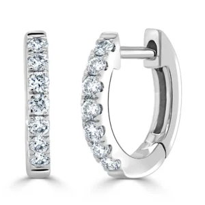 14K White Gold Huggies with .21ctw Diamonds 11mm Earrings 4
