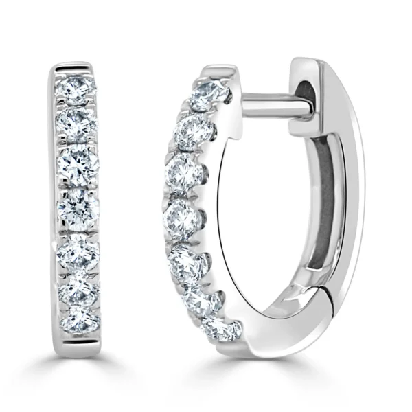 14K White Gold Huggies with .21ctw Diamonds 11mm Earrings 6