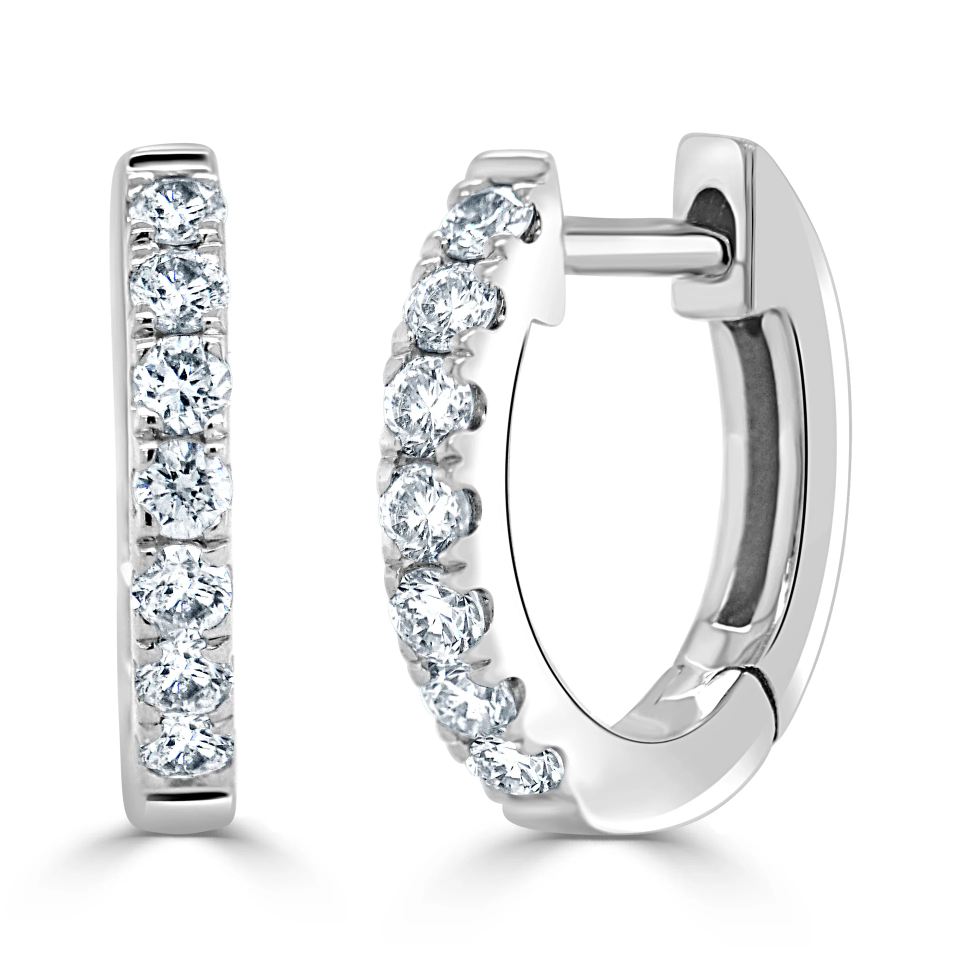 14K White Gold Huggies with .21ctw Diamonds 11mm Earrings 2
