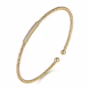 14K Yellow Gold Bujukan Bead Bangle with .14ctw Diamonds Size 6.25 Bracelets 15