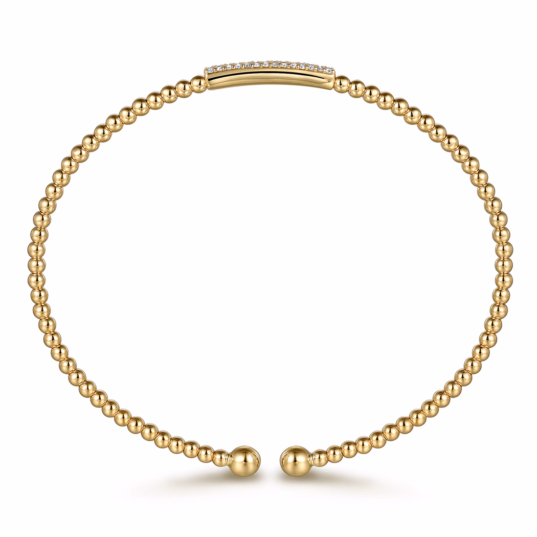 14K Yellow Gold Bujukan Bead Bangle with .14ctw Diamonds Size 6.25 Bracelets 4