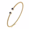 14K Yellow Gold Bujukan Bead Bangle with .26ctw Sapphires & .12ctw Diamonds Size 6.25 Bracelets 15