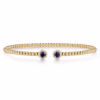 14K Yellow Gold Bujukan Bead Bangle with .26ctw Sapphires & .12ctw Diamonds Size 6.25 Bracelets 13