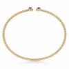 14K Yellow Gold Bujukan Bead Bangle with .26ctw Sapphires & .12ctw Diamonds Size 6.25 Bracelets 16