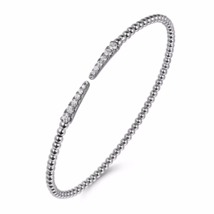 14K White Gold Bujukan Bead Spike Bangle with .26ctw Diamonds Size 6.25 Bracelets 7