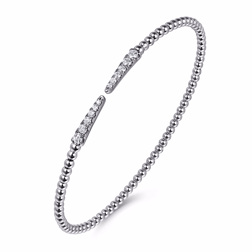 14K White Gold Bujukan Bead Spike Bangle with .26ctw Diamonds Size 6.25 Bracelets 3
