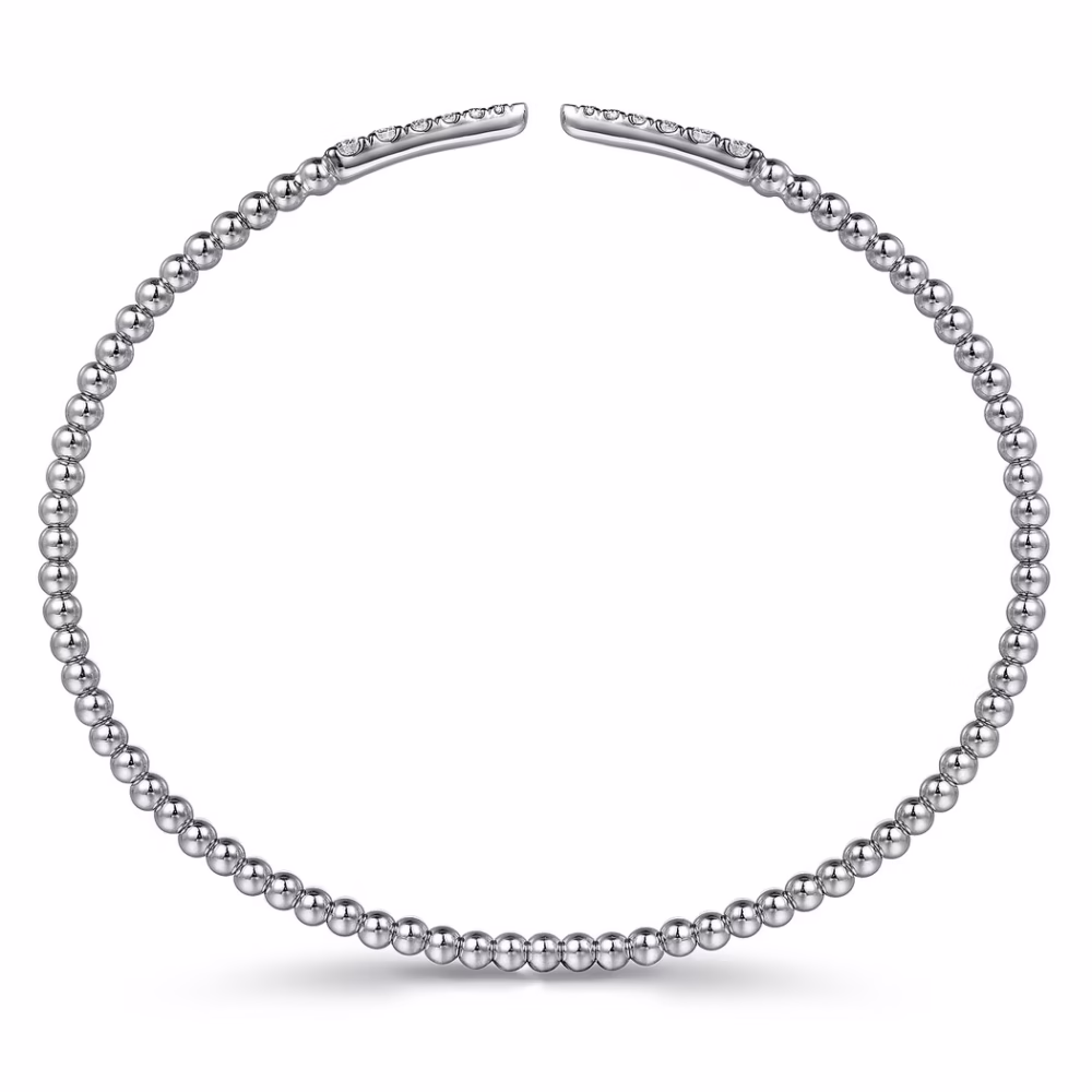 14K White Gold Bujukan Bead Spike Bangle with .26ctw Diamonds Size 6.25 Bracelets 12