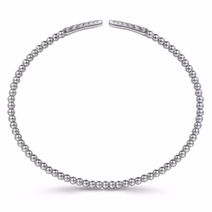 14K White Gold Bujukan Bead Spike Bangle with .26ctw Diamonds Size 6.25 Bracelets 8
