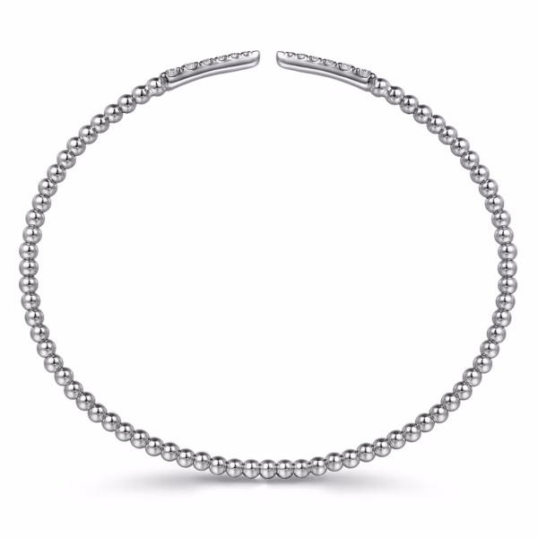 14K White Gold Bujukan Bead Spike Bangle with .26ctw Diamonds Size 6.25 Bracelets 12