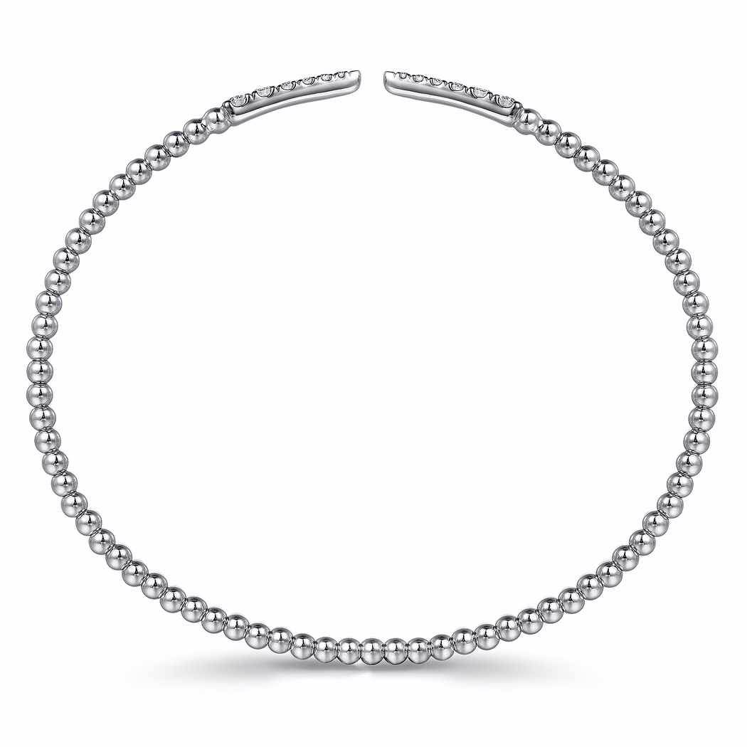 14K White Gold Bujukan Bead Spike Bangle with .26ctw Diamonds Size 6.25 Bracelets 4