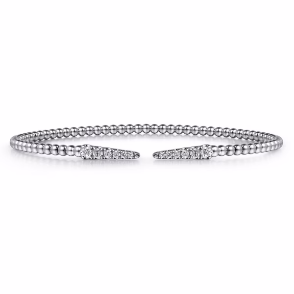 14K White Gold Bujukan Bead Spike Bangle with .26ctw Diamonds Size 6.25 Bracelets 9
