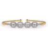14K Yellow Gold Bujukan Bead Cuff Bangle with .58ctw Diamonds Size 6.25 Bracelets 13