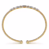 14K Yellow Gold Bujukan Bead Cuff Bangle with .58ctw Diamonds Size 6.25 Bracelets 16