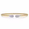 14K Yellow Gold Bujukan Bead Teardrops Bangle with .29ctw Diamonds Size 6.25 Bracelets 13