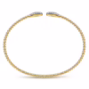 14K Yellow Gold Bujukan Bead Teardrops Bangle with .29ctw Diamonds Size 6.25 Bracelets 16