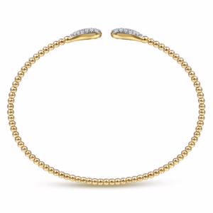 14K Yellow Gold Bujukan Bead Teardrops Bangle with .29ctw Diamonds Size 6.25 Bracelets 8