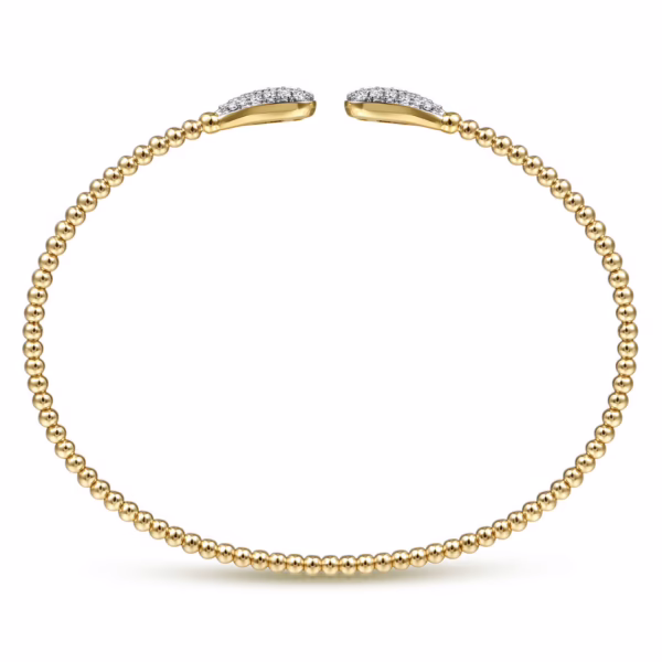 14K Yellow Gold Bujukan Bead Teardrops Bangle with .29ctw Diamonds Size 6.25 Bracelets 12