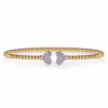 14K Two-Tone Bujukan Bead Heart Bangle with .19ctw Diamonds Size 6.25 Bracelets 13