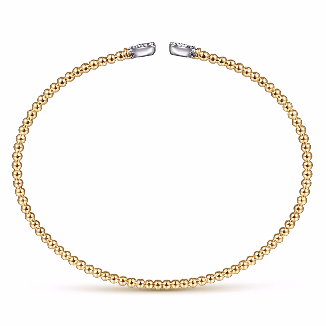 14K Two-Tone Bujukan Bead Heart Bangle with .19ctw Diamonds Size 6.25 Bracelets 4
