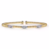 14K Two-Tone Bujukan Bead Cuff Bangle with .16ctw Diamonds Size 6.25 Bracelets 16