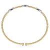 14K Two-Tone Bujukan Bead Cuff Bangle with .16ctw Diamonds Size 6.25 Bracelets 18