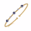 14K Two-Tone Bujukan Bead Halo Bangle with .36ctw Sapphires & .19ctw Diamonds Size 6.25 Bracelets 15