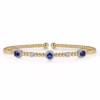 14K Two-Tone Bujukan Bead Halo Bangle with .36ctw Sapphires & .19ctw Diamonds Size 6.25 Bracelets 13