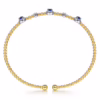 14K Two-Tone Bujukan Bead Halo Bangle with .36ctw Sapphires & .19ctw Diamonds Size 6.25 Bracelets 16