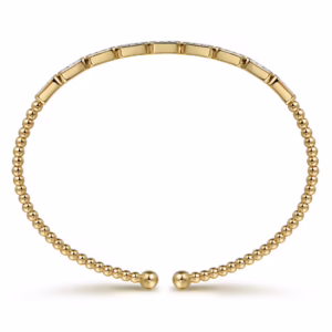 14K Yellow Gold Bujukan Bead Bangle with .26ctw Diamonds Size 6.25 Bracelets 8