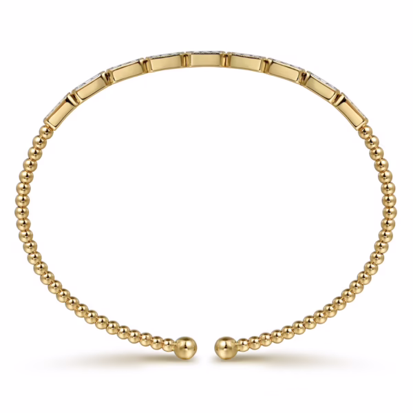 14K Yellow Gold Bujukan Bead Bangle with .26ctw Diamonds Size 6.25 Bracelets 12